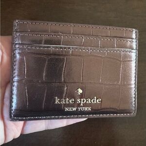 Kate Spade Croc-Embossed Brown Card Holder